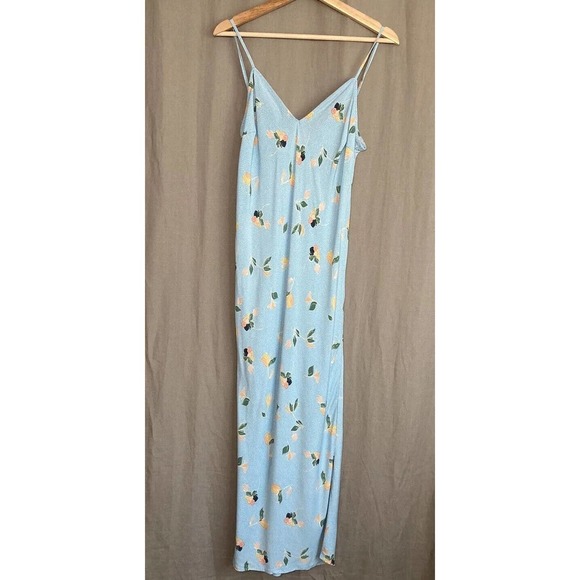 O'Neill Izzy Floral Flowers Baby Blue Midi Dress Size Small - Picture 14 of 16